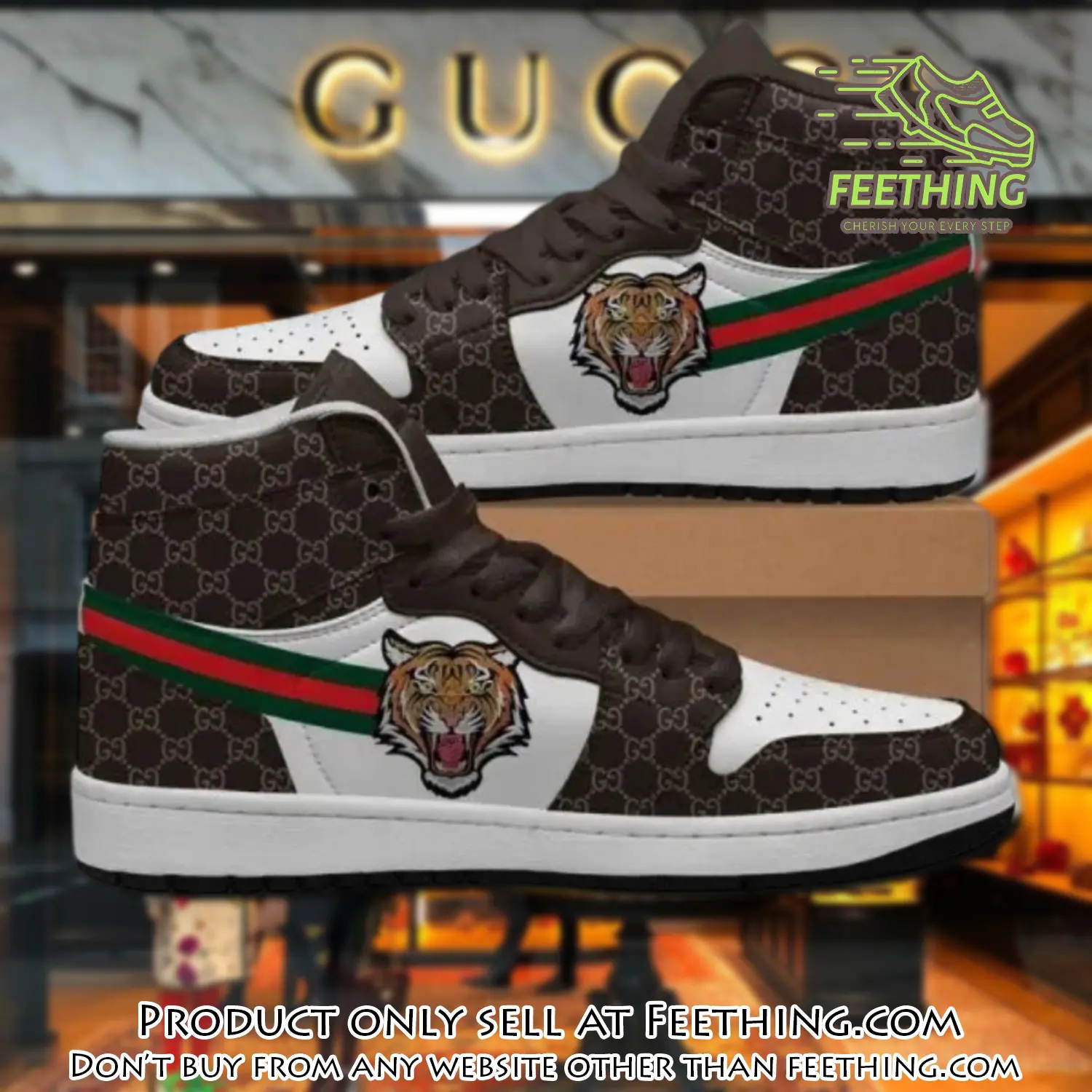 Gucci tiger brown high air jordan sneakers shoes hot  gifts unisex ft2933810